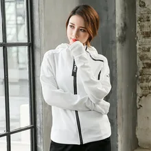 Куртка для бега для Для Женщин Йога с капюшоном и застежкой-молнией Фитнес толстовки с длинными рукавами и вырезом для большого пальца для тренировок и занятий в спортзале, спортивная одежда для мальчиков и девочек, толстовки