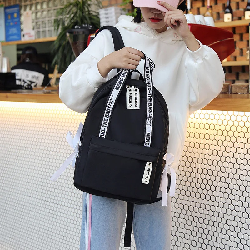 Menghuo Large Capacity Backpack Women Preppy School Bags For Teenagers Female Nylon Travel Bags Girls Bowknot Backpack Mochilas (17)