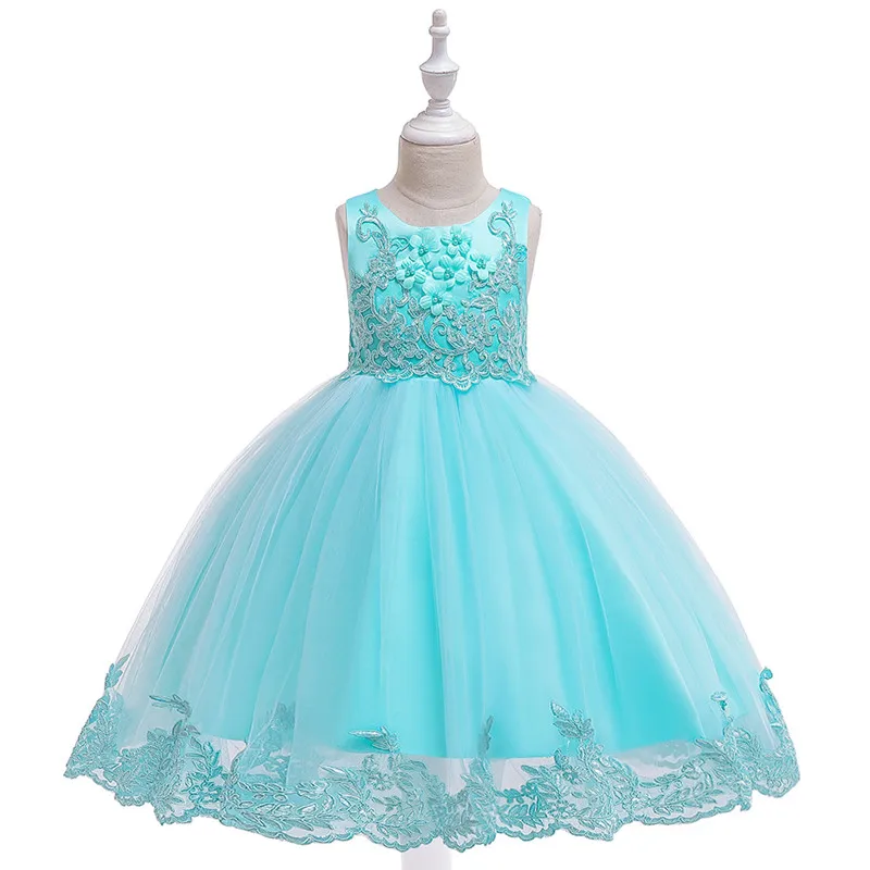 Г., новинка, для детей от 3 до 10 лет, нарядное платье с вышитым тюлем, платье принцессы с цветочным рисунком торжественные платья для маленьких девочек на день рождения, свадьбу, BW322 - Цвет: Green