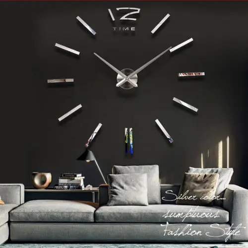 high quality big size luxury diy 3d wall clock digital modern mirror