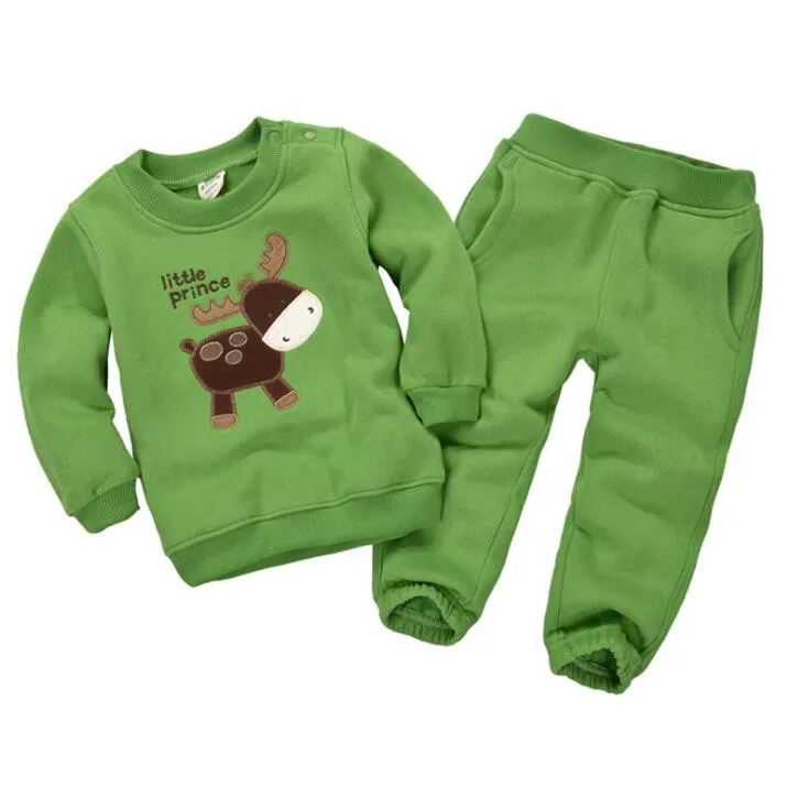 

2019 kids girls boy Thickened T- shirt+pant clothing suits , 16 colours children's clothing for spring winter baby clothes set