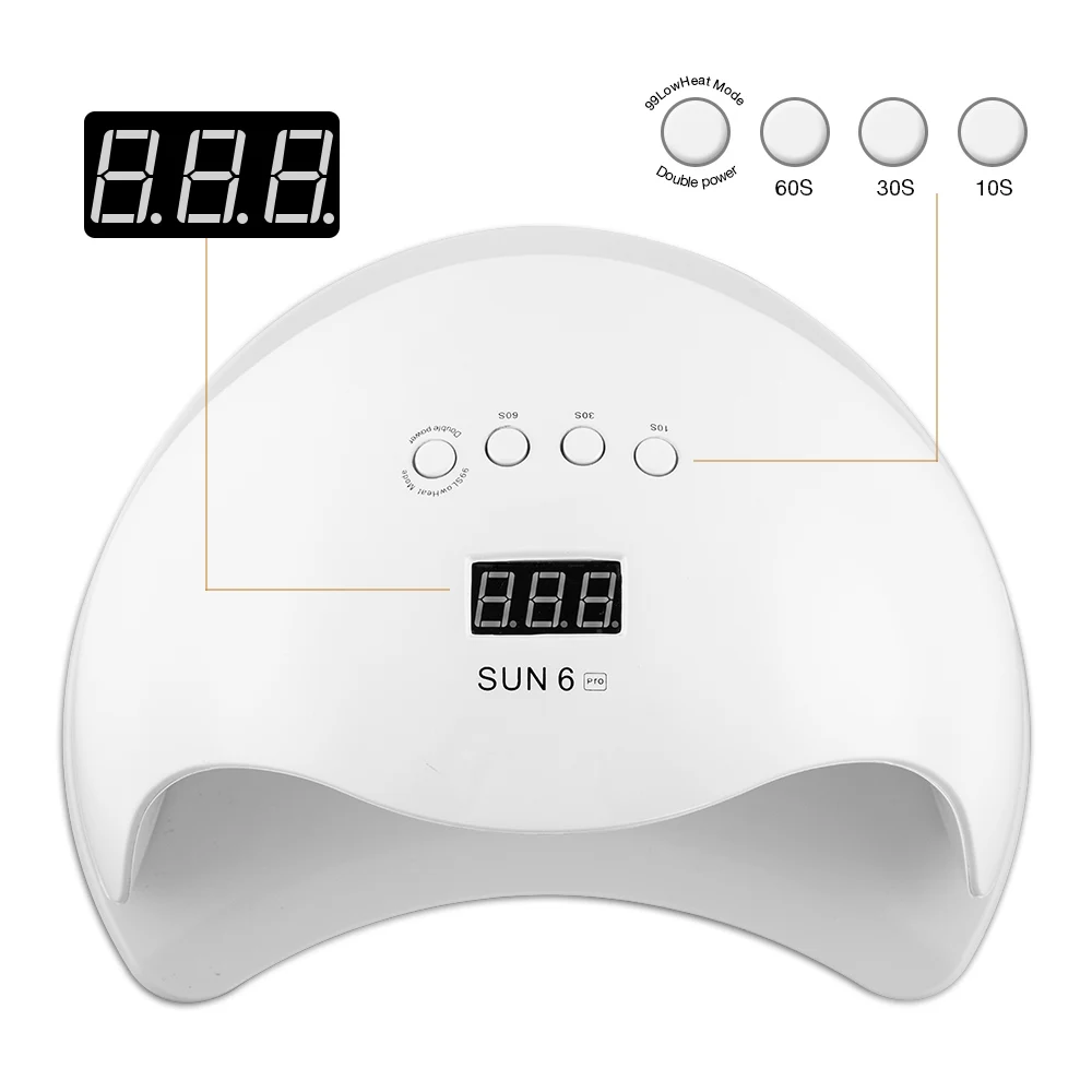 УФ лампа SUN 6 Pro светодиодный светильник для ногтей 54 Вт Сушилка с ЖК дисплеем