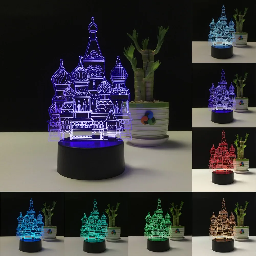 

Castle 3D Visual Illusion Lamp Transparent Acrylic Night Light LED Lamp 7 Color Changing Touch Table Lamp Kids Gift Lava Lamp