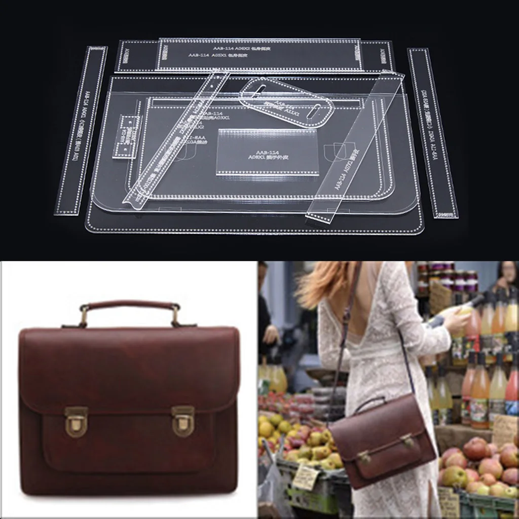 13Pcs DIY Leathercraft Messenger Bag Acrylic Shoulder Bag Stencil Templates