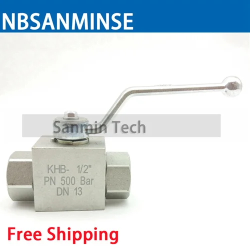 NBSANMINSE High Pressure Hydraulic Ball Valve KHB 1/8 1/4 3/8 1/2 Carbon Steel NPT G Manual Valve Engineer Industry On Off valve