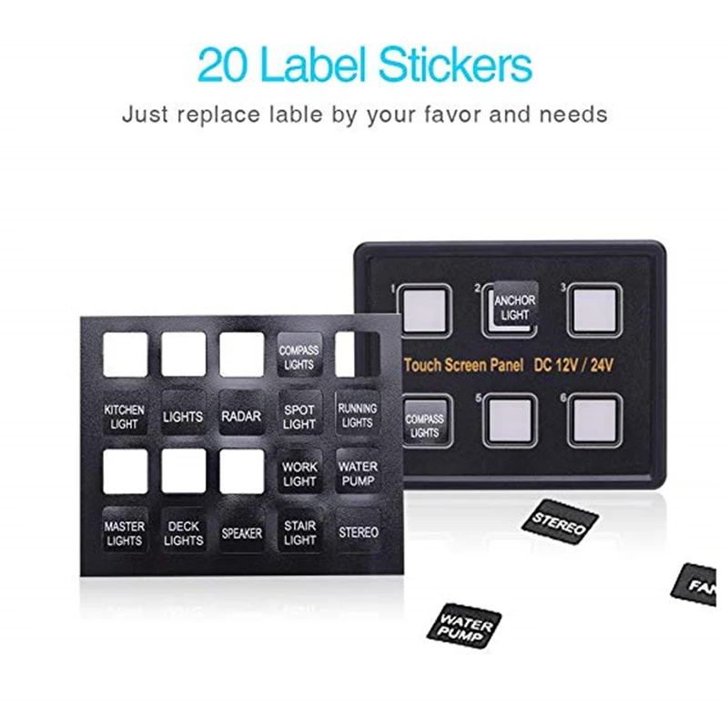  MICTUNING Advanced 6 In 1 Touch Screen Switch Panel DC12-24V 6 Gang LED Slim Touch Control Panel Bo - 32963116746