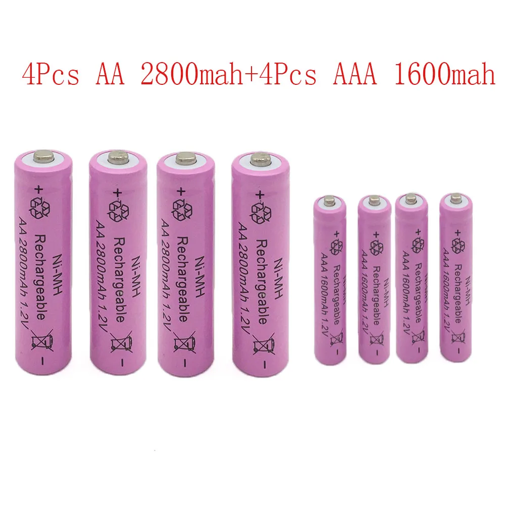 4pcs Aaa Rechargeable Battery + 4pcs Aa Rechargeable Battery Nimh 1.2v