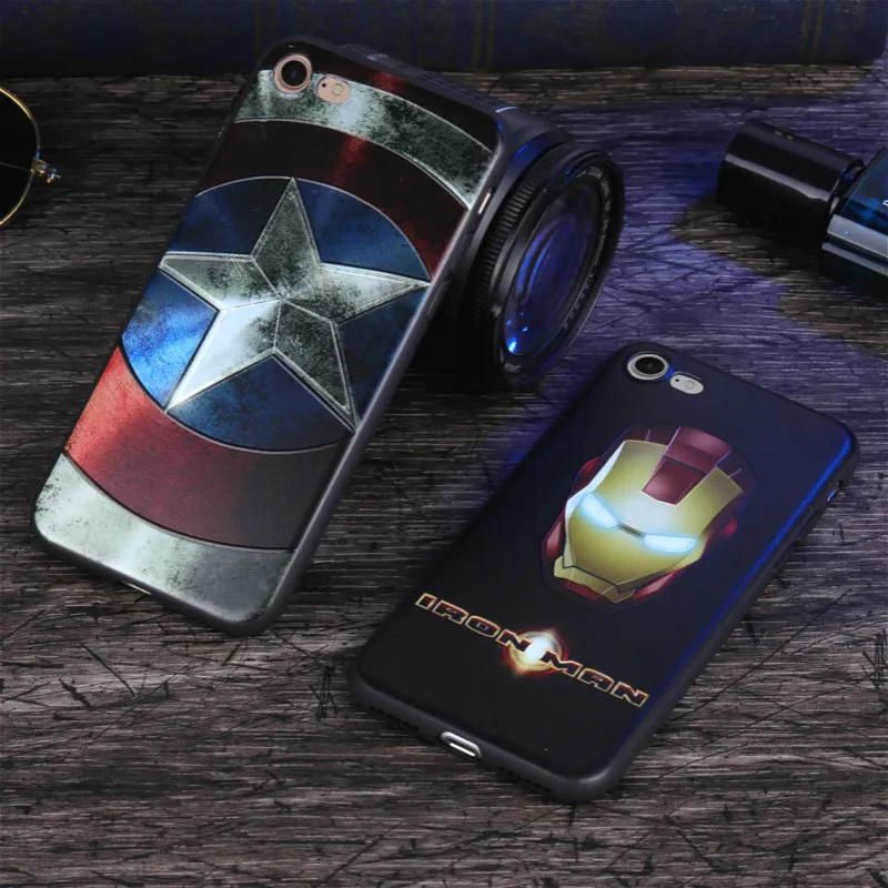 Лидер продаж 3D рельеф Железный человек Супермен Мягкий тонкий Coque Чехлы для
