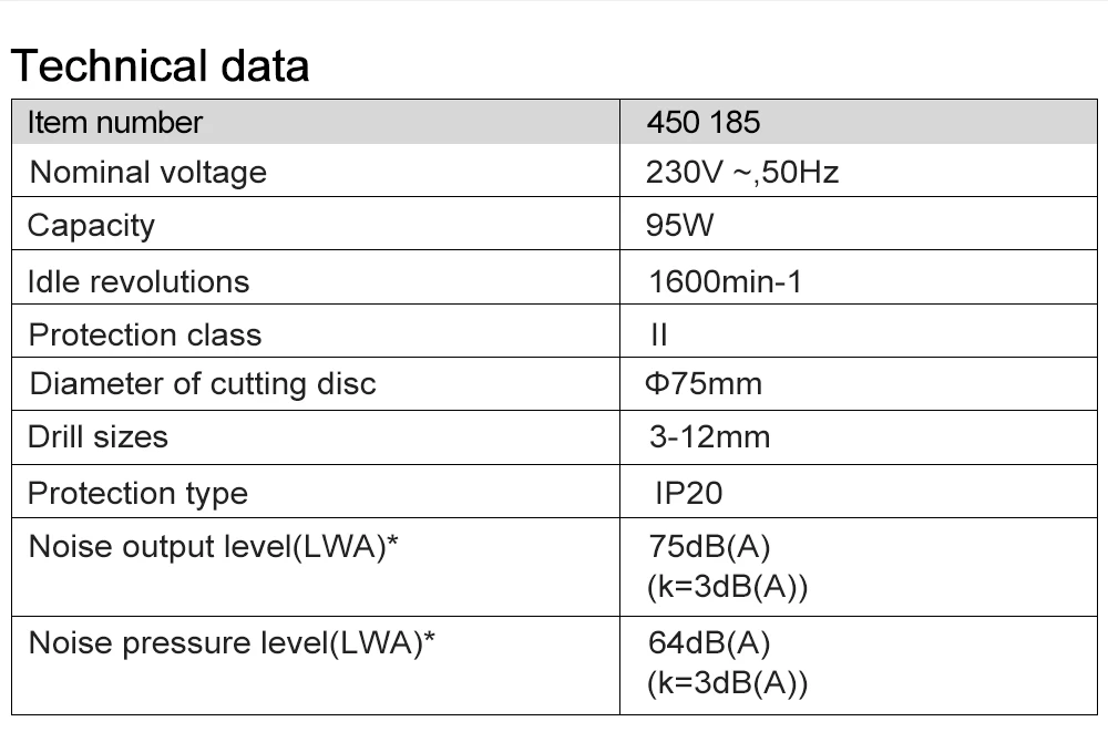 Technical data Prostormer