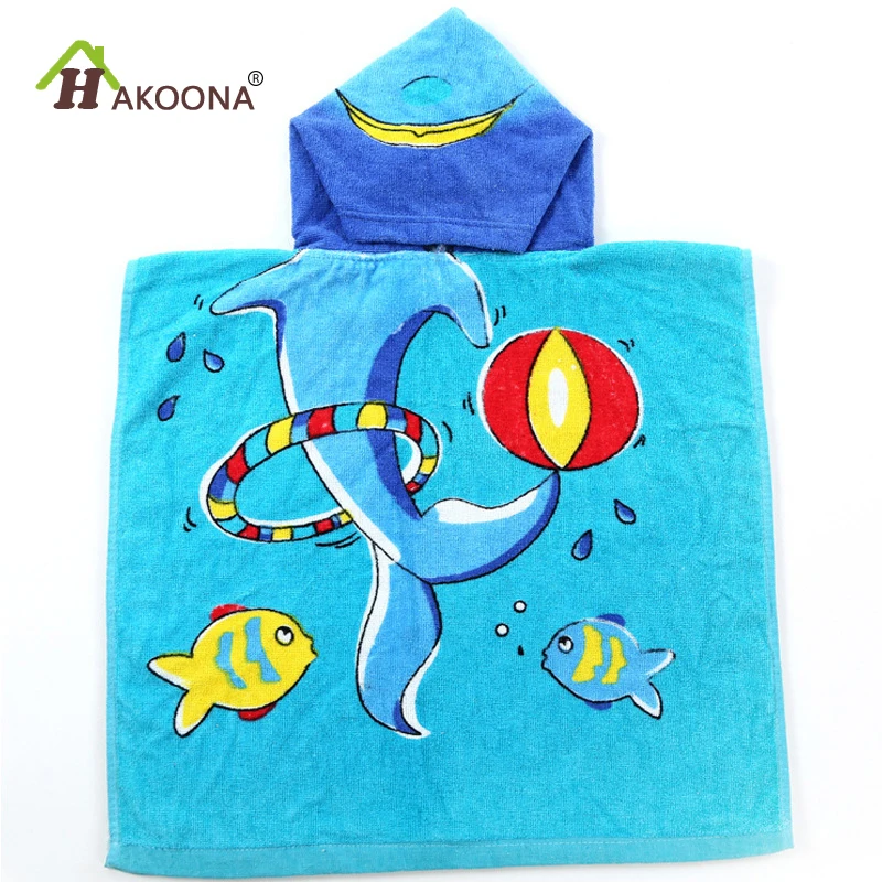 Buy HAKOONA Animal Printed Blue Children Hooded Bath