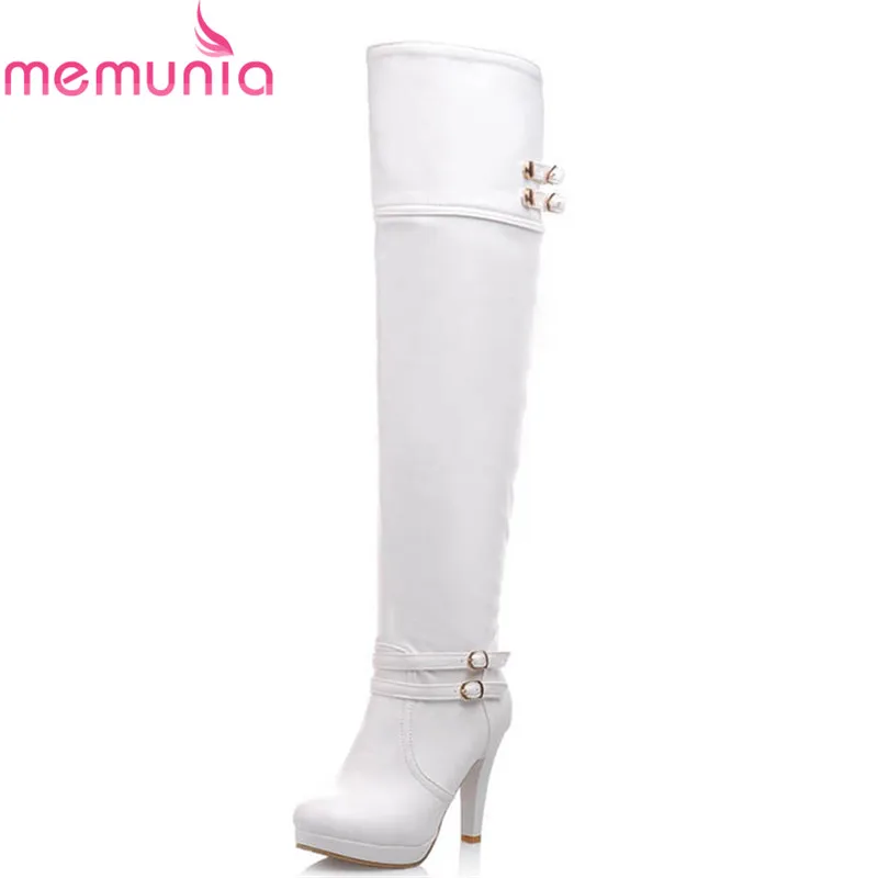

MEMUNIA 2020 new fashion thigh high over the knee boots women round toe high heels platform boots autumn winter shoes woman