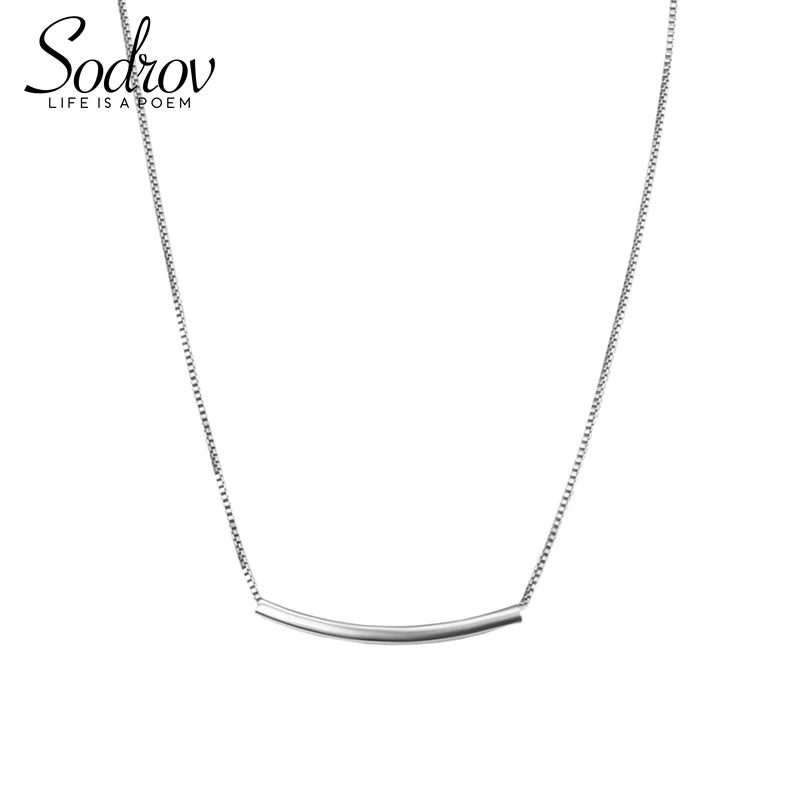 SODROV цепи ожерелье s 925 серебро простая палочка кулон ожерелье для женщин звено цепи хорошее ювелирное изделие серебро 925