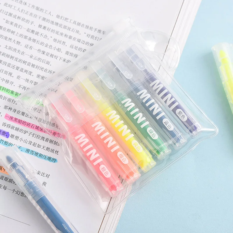 

6pcs/set Mini Colored Marker Pens Set Highlighter School Stationery Highlighter DIY Scrapbooking Color Pens