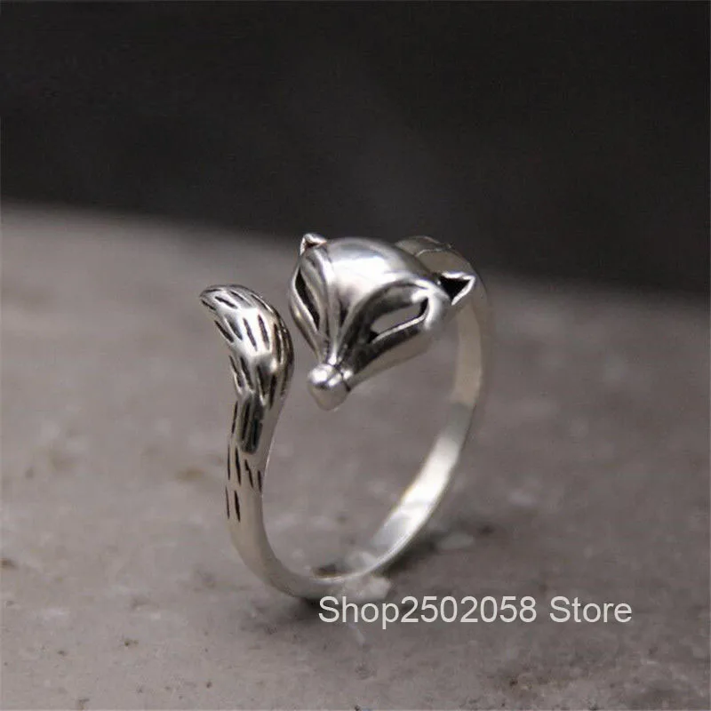 

New 925 Sterling Silver Fox Ring Vintage S925 Thai Silver Animal Shape Rings
