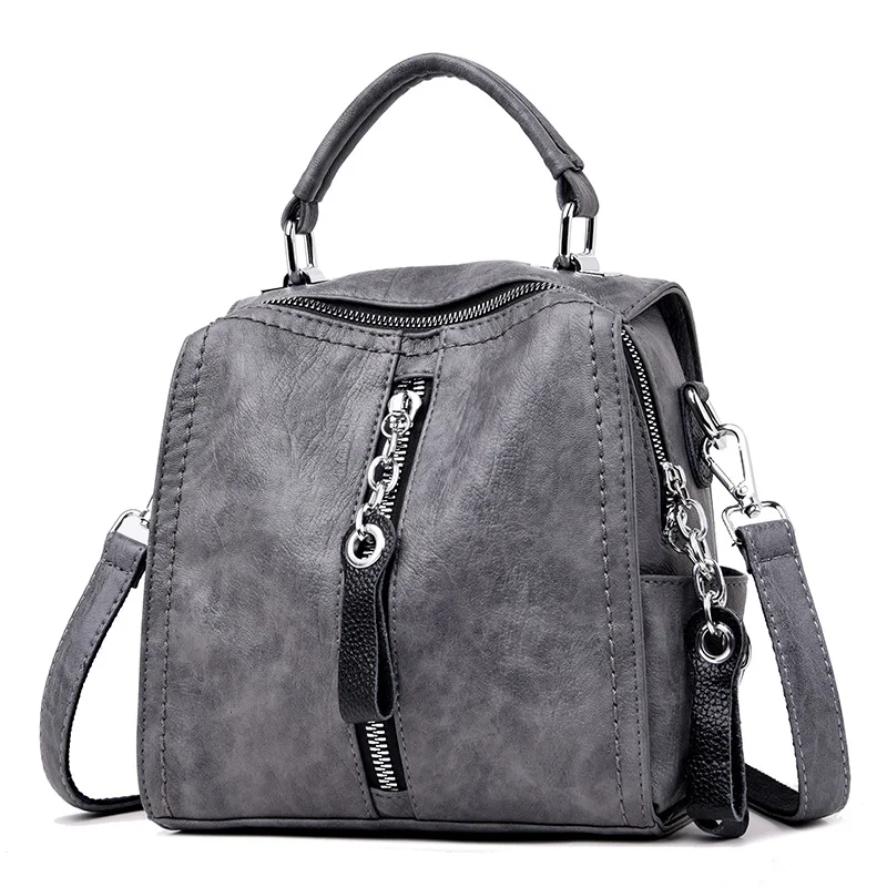 Vfemage, мягкие кожаные сумки, женские сумки, дизайнерская женская маленькая сумка с клапаном, сумка-мессенджер, Ретро стиль, женская сумка через плечо, многофункциональная сумка - Цвет: Gray