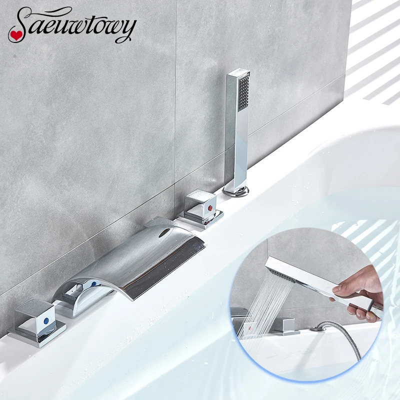 Full Mirrored Cylinder Side Bathtub Faucet Embedded Split Five Piece Shower Set | Обустройство дома
