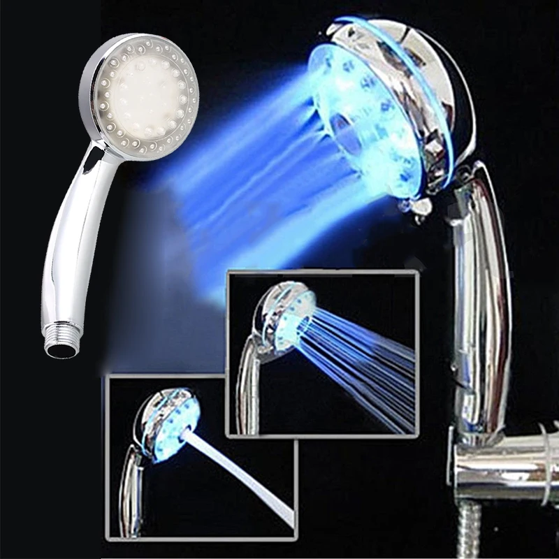 

LED Shower Head Bath Sprinkler Adjustable Temperature Light Stainless Steel Silvery Economic Riginality RGB Bathroom Sensor