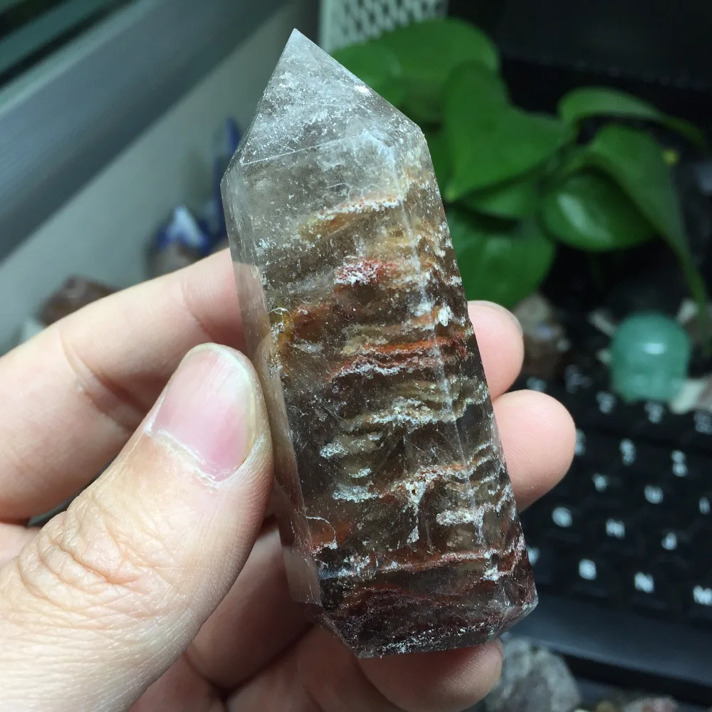 Горячая 82g Natutal Hierarchical детали кварцевые Phantom Crystal Healing одноточечная палочка Китай Поставщик# BH1152