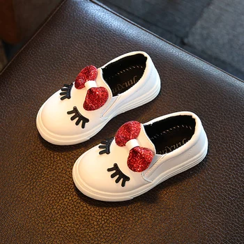 

new 2020 Girls sneakers toddler children's baby white bowknot glitter casual soft flat shoes kids chaussure enfant