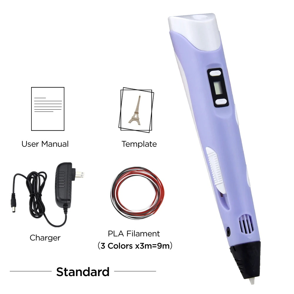 

Joylites LCD Display 3D Pen with 1.75mm PLA Filament, 3D Printing Drawing Printer Pen for Arts Crafts DIY for Kids and Adults