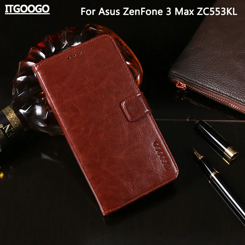 Роскошный кожаный флип чехол для Asus ZenFone 3 Max ZC553KL задняя крышка защитный телефона