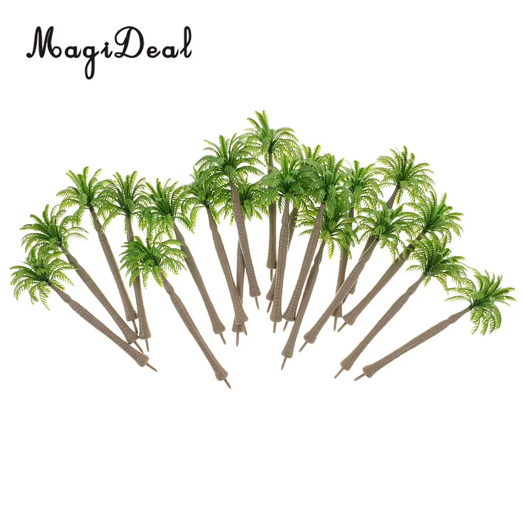 Simulation 20Pcs 1/250 Scale Coconut Tree Model for Garden Park Model Building Scenery Diorama Layout Home Office Desk Decor