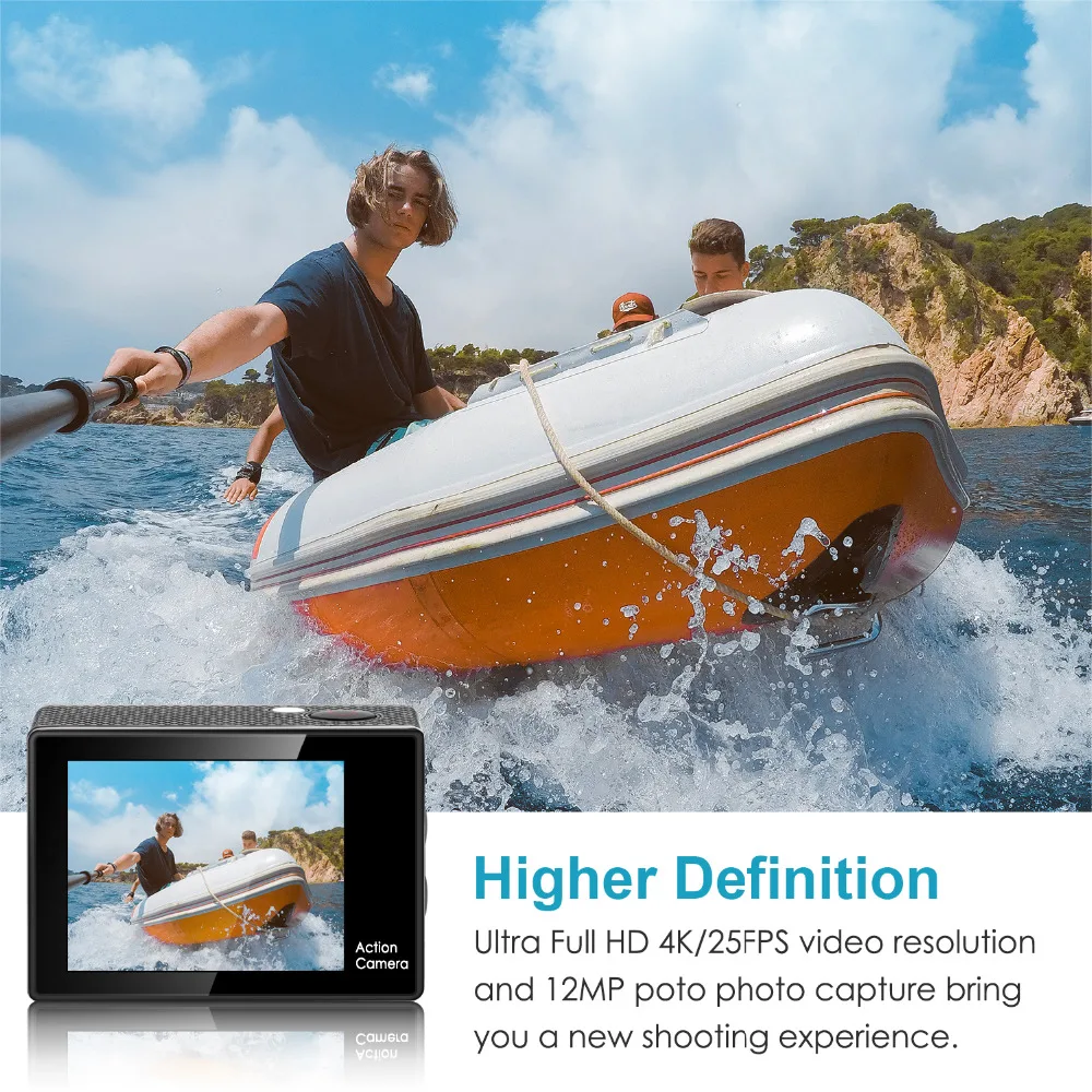 Neewer G1 Ultra HD 4K Экшн-камера В комплект входит 12 МП 98 футов Подводная Водонепроницаемая камера с углом обзора 170 градусов, Wi-Fi, спортивная