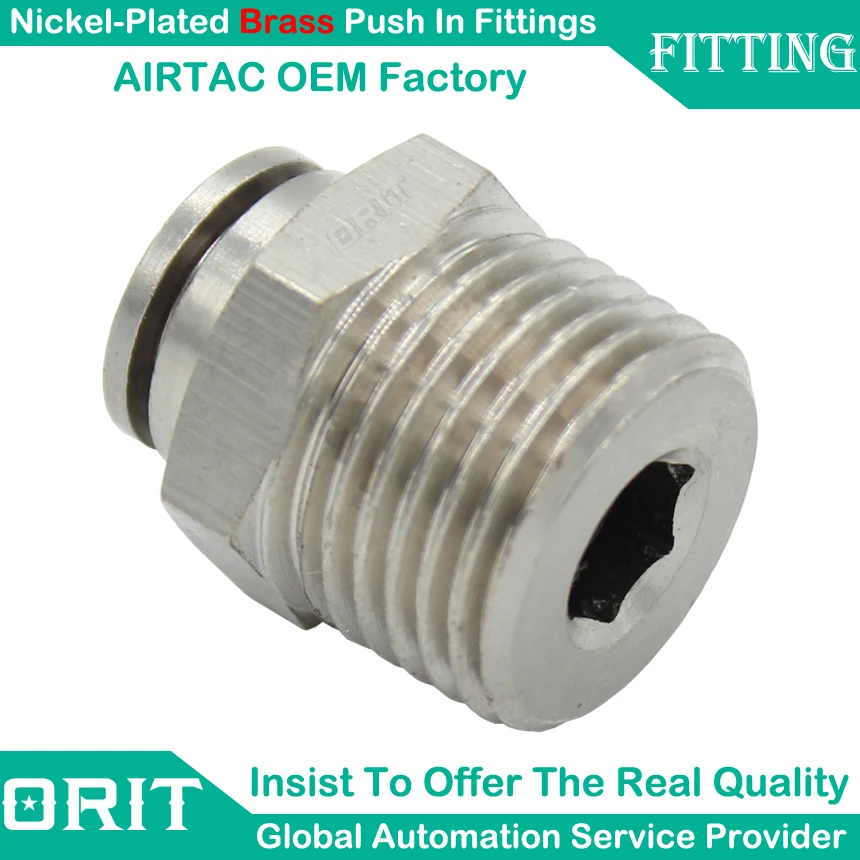 5Pcs/Lot 12mm OD Tube 3/8" BSPT Male Thread Nickel Plated Brass Quick Connect Adapter Air Hose