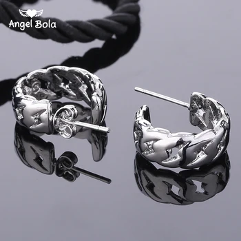 

10Pcs/Lot Punk Men Silver color Hoop Piercing Round Stud Earrings Buddha Earring for Women Men Fashion Jewelry Brincos Unisex