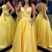 Mbcully шикарное атласное ТРАПЕЦИЕВИДНОЕ платье для выпускного вечера с сияющими бусинами кристально-желтые вечерние праздничные платья большого размера Vestidos de fiesta