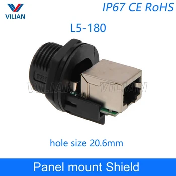 

M19 RJ45 PCB Printed circuit board Connector Panel Mount Socket Ethernet Interface Network cable Straight head Soldering 1 unit