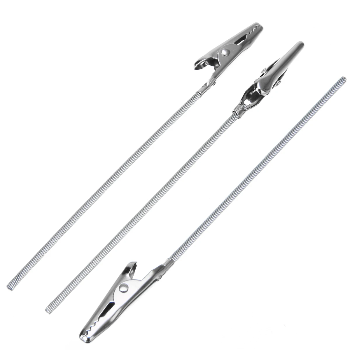 10pcs 4.7" Length Metal Alligator Clips Non-insulated Electric Test Crocodile Clamps Silver Tone