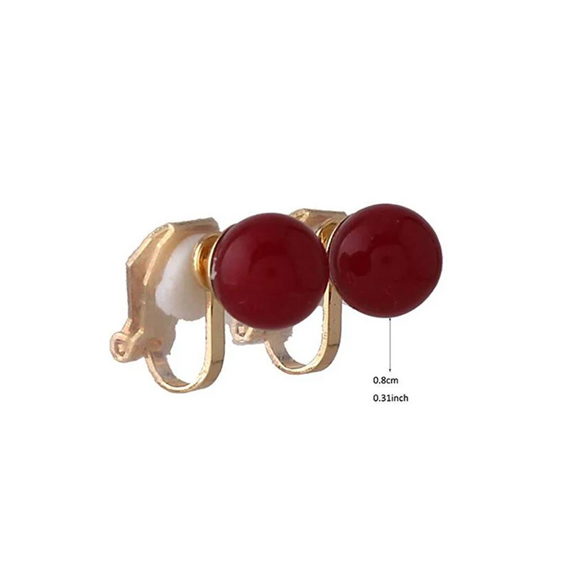 White Red Color Faux Pearl Clip on Earrings No Pierced for Women Charm Popular Gold/ Silver Plated Ear Clip GRACE JUN ear clip earrings,clip earrings,ear clip,ear accessories