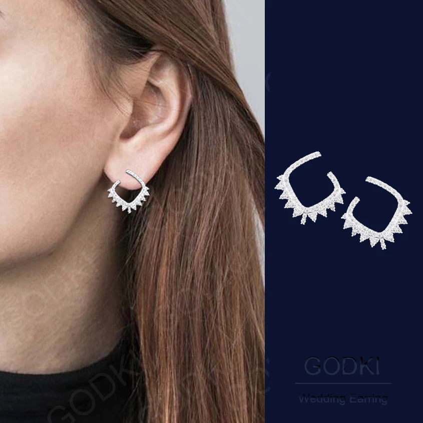 

GODKI Geometric Stud Earrings for Women Cubic Zirconia Crystal CZ Fashion Jewelry Luxury Women Wedding Earrings boucle d'oreille