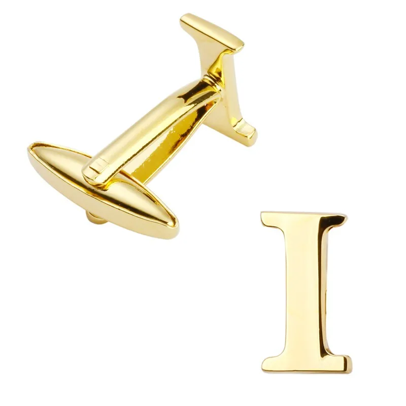 Men's jewelry high quality metal/gold fashion cufflinks, French shirt cuff links letters I cufflink name logo