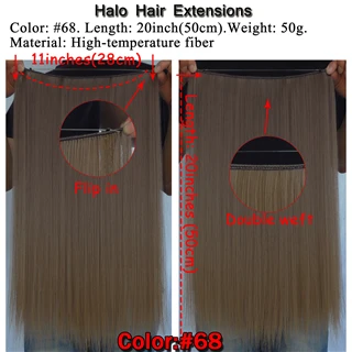 Ysz5050 2 шт. xi. rocks много синтетических волос для наращивания 20 дюймов парики Halo Расширения прямой эластичный Канат двойной уток черный парик - Цвет: 68 #