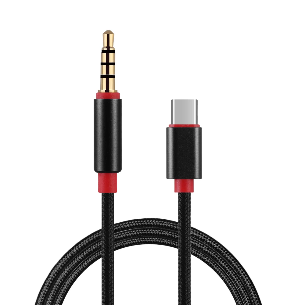 

New Portable Type-c to 3.5mm Audio Aux Cable 3.5mm Male to USB-C Male Stereo Weave Cord Nylon Wire AUX Line Alloy Adapter