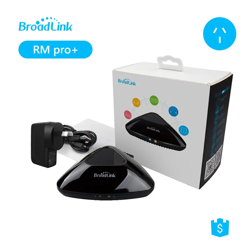 Broadlink RM Pro+ WiFi умный дом концентратор, ИК РФ все в одном автоматизации обучения универсальный пульт дистанционного управления, черный, подарок - Цвет: AU version