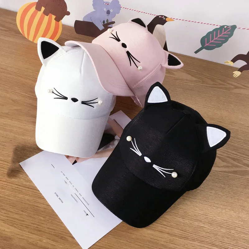 Cat-Ears-Kawaii-Sweet-Sunscreen-Caps-for-Girls-Boys-Unisex-Black-White-Pink-Caps (4)