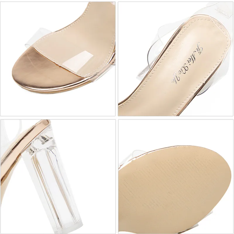Zpcailt/женские прозрачные сандалии из пвх; прозрачные босоножки на толстом каблуке; пикантные женские Клубные туфли с открытым носом на высоком каблуке