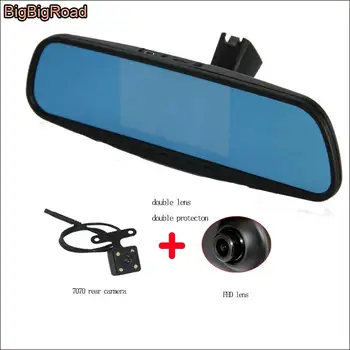 

BigBigRoad Car Mirror DVR For citroen C-Quatre 207 307 C-Triomphe DashCam Parking Monitor Blue Screen Dual Lens Video Recorder