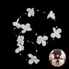 Красивые корейские модные аксессуары для волос для невесты свадебное украшение на голову жемчуг цветок диадемы женские длинные волосы лента головные уборы ювелирные изделия