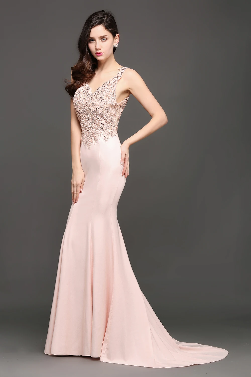 STORE CLEARANCE CHEAP PRICE Robe de Soiree Longue Luxury Beaded Mermaid Evening Dress Long Sexy Open Back V Neck Evening Gown