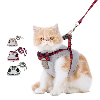 

Cute Cat Harness Leash Breathable Vest Cat Collar Vest Leash Set Pet Traction Elegant British Style Cute Jacket Leash Pet Supply