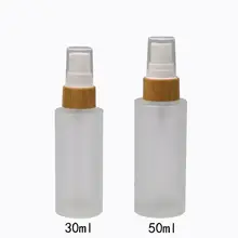 30ml/50ml 10pcs/lot translucent frosting glass spray bottle with bamboo pump head