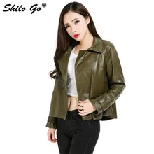 Шило GO кожаная куртка Женская Осенняя мода овчины пояса из натуральной кожи кожаный жакет лацкан Кнопка с длинным рукавом в сдержанном стиле свободн