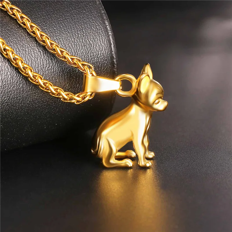 Starlord Chihuahuas Dog Necklace Pendant Collier Stainless Steel/Gold Color Chain Women/Men Collar Animal Pet Jewelry GP2464