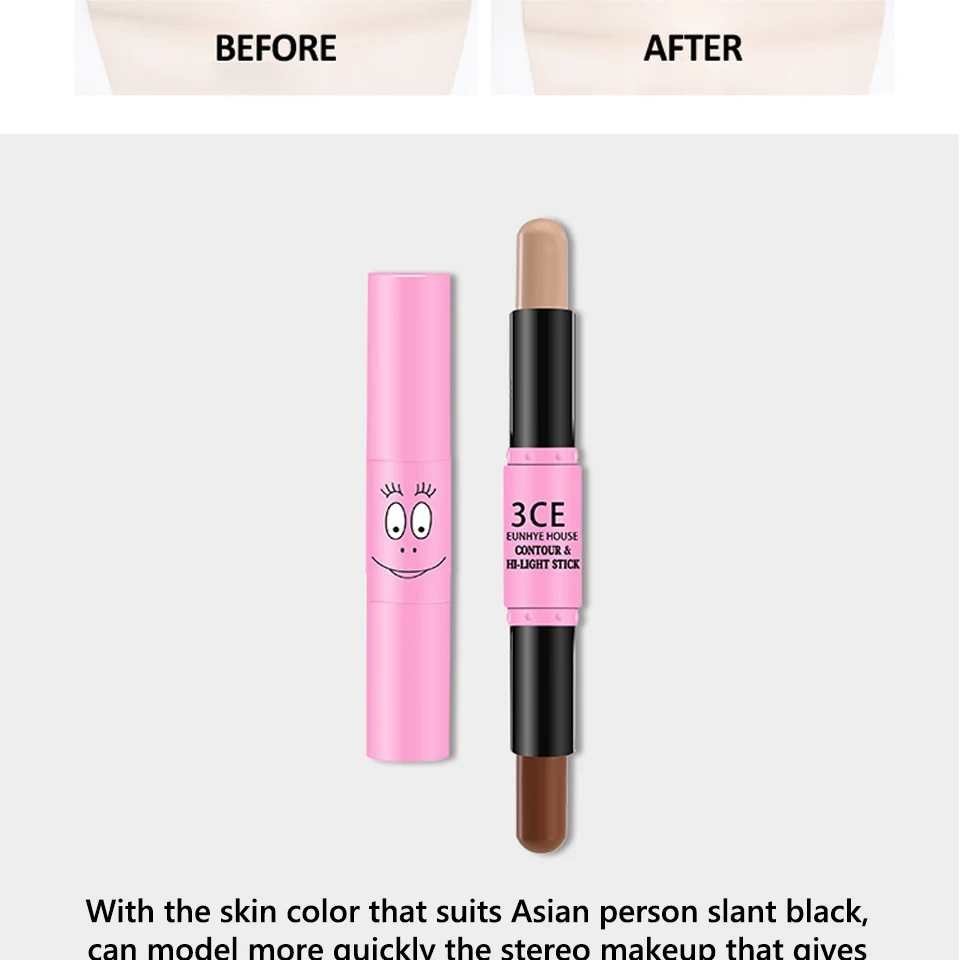 3CE EUNHYE HOUSE 2 In 1 Contour Stick Double-ended Bronzer Contouring Highlighter Concealer 3D Face Pincel Full Cover Maquiagem