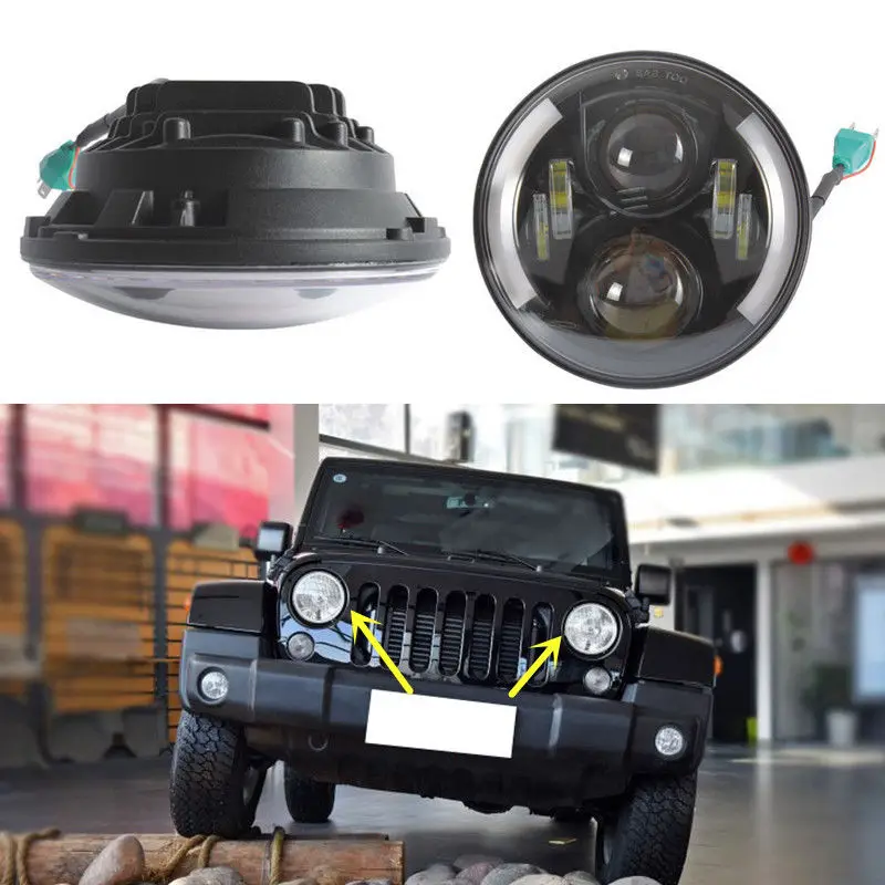 

2X 7inch Round Shape CRE-E LED Headlights For Wrangler JK TJ LJ CJ 97-2016
