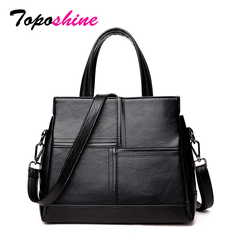 

Toposhine 2018 New For Women Solid PU Leather Top Quality Handbag Fashion Cross Patchwork Pattern Lady Shoulder Bag Casual Bags